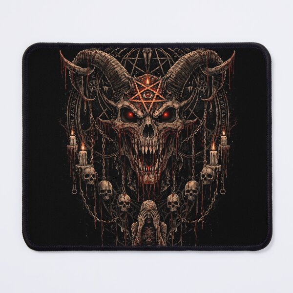 Item preview, Infernal Skull Ritual – Demonic Horned Occult Horror Art designed and sold by PghArt.