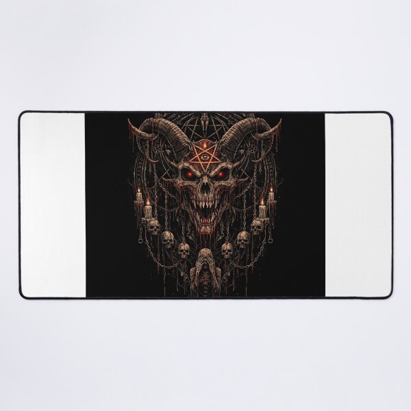 Item preview, Infernal Skull Ritual – Demonic Horned Occult Horror Art designed and sold by PghArt.