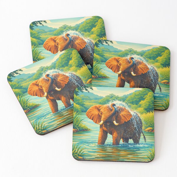 Item preview, African Elephant Retro Style Digital Animal Art designed and sold by kakarikihill.