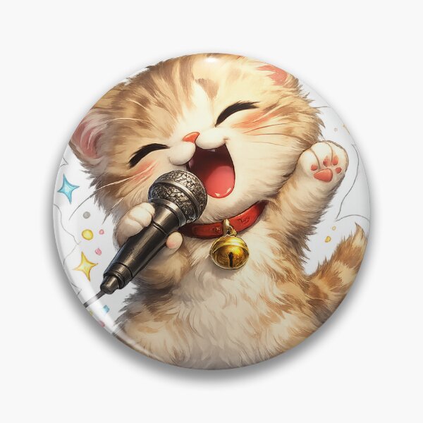 Item preview, Singing Kitten with Microphone Cute Cat Music Lover Kawaii Illustration designed and sold by ArtPrintPov.