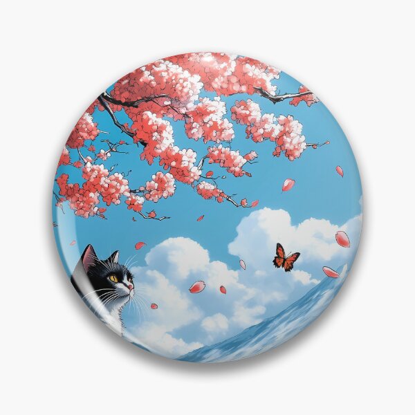 Item preview, Cat Japanese Landscape Cherry Blossom Fuji Village Butterfly designed and sold by juniorcastros.