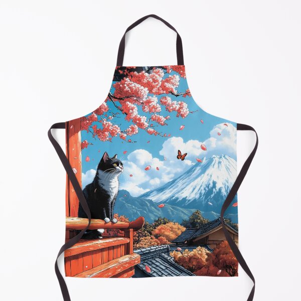 Item preview, Cat Japanese Landscape Cherry Blossom Fuji Village Butterfly designed and sold by juniorcastros.