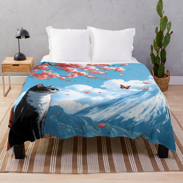 Item preview, Cat Japanese Landscape Cherry Blossom Fuji Village Butterfly designed and sold by juniorcastros.