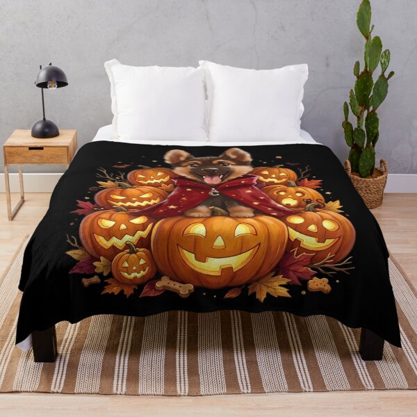 Item preview, Cute German Shepherd Puppy Csipesz with Halloween Pumpkins designed and sold by SilentFlower.