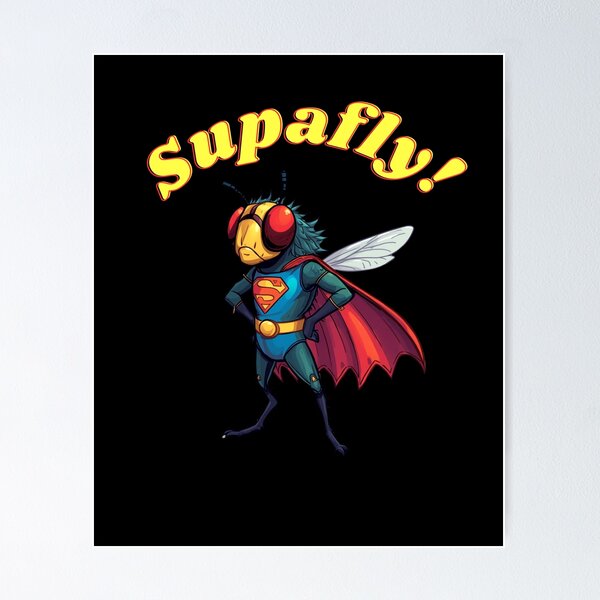 Item preview, Supafly the Superhero Housefly - Funny Insect Lover Graphic for T-Shirts & Stickers designed and sold by SpokeBender.