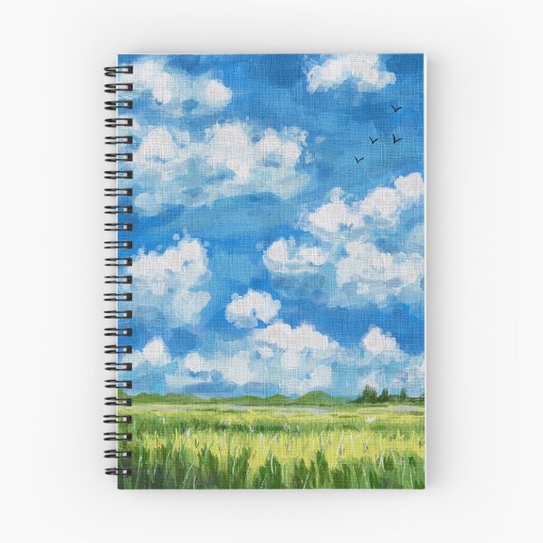 Item preview, Aesthetic Summer Sky and Green Meadow Painting designed and sold by LafinaArt.