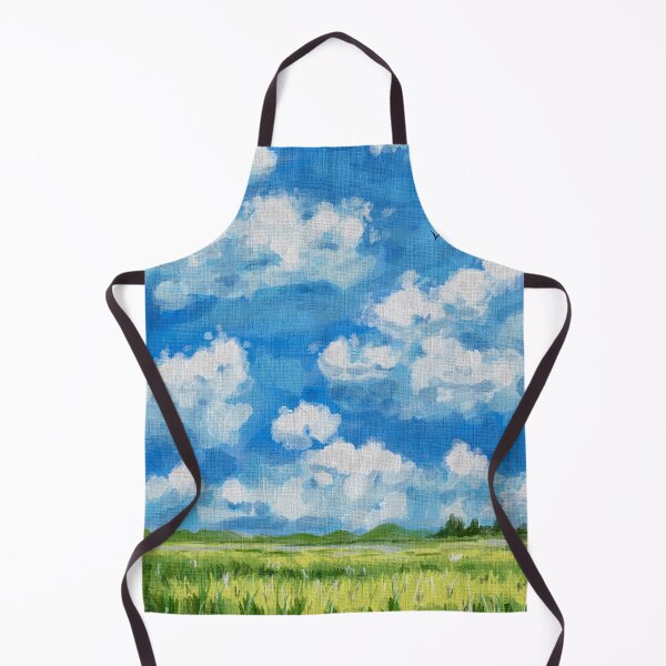 Item preview, Aesthetic Summer Sky and Green Meadow Painting designed and sold by LafinaArt.