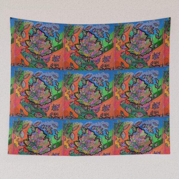Item preview, Colorful Patchwork Autumn Tree and Falling Leaves designed and sold by Selena.m.studio.