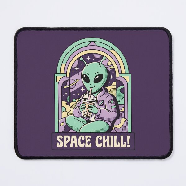 Item preview, Space Chill Alien Drinking Boba Milk Tea Retro Graphic designed and sold by DuckOddity.