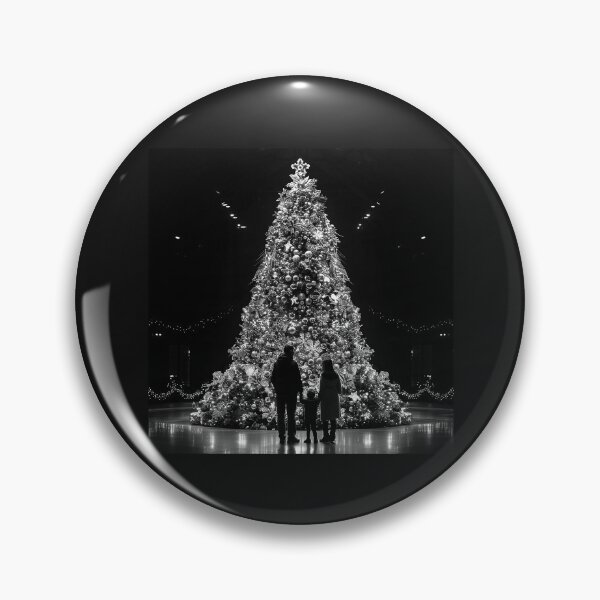 Item preview, Family Admiring a Giant Christmas Tree – Black and White Holiday Art designed and sold by inkoutninja.