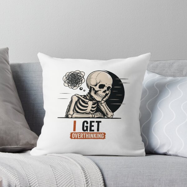 Item preview, I Get Overthinking Skeleton Funny Vintage Skull Meme designed and sold by Mystic & Celestial Art.