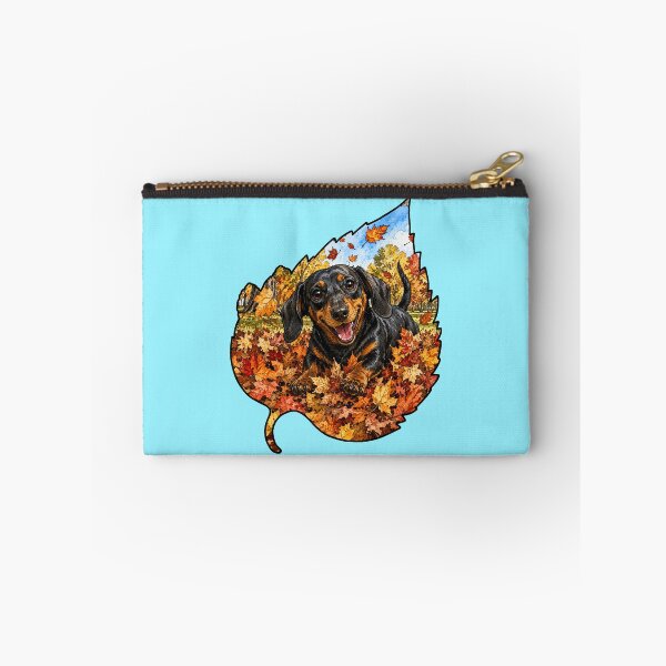 Item preview, Fall Dachshund Playing In Autumn Leaves designed and sold by Lion and Lamb Design.