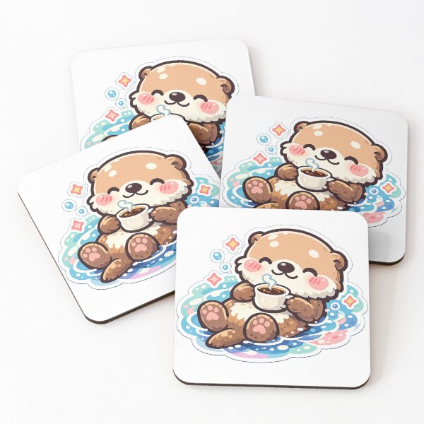 Item preview, Cute Otter – Cozy Coffee Kawaii Illustration designed and sold by SoftSproutstu.