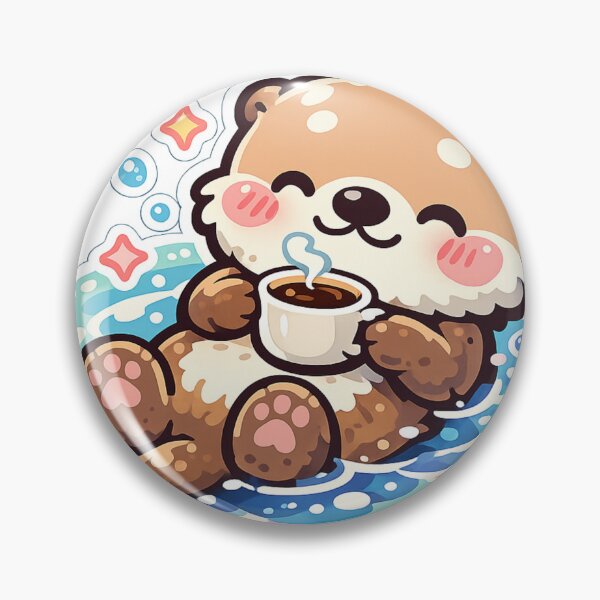 Item preview, Cute Otter – Cozy Coffee Kawaii Illustration designed and sold by SoftSproutstu.