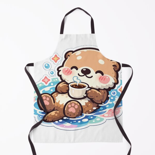 Item preview, Cute Otter – Cozy Coffee Kawaii Illustration designed and sold by SoftSproutstu.