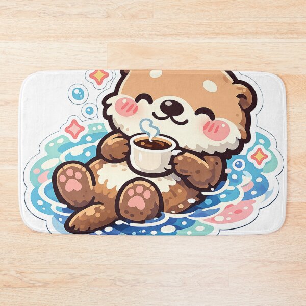 Item preview, Cute Otter – Cozy Coffee Kawaii Illustration designed and sold by SoftSproutstu.