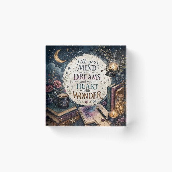 Item preview, Fill Your Mind With Dreams Celestial Typography Art  designed and sold by Jaideep Walia.