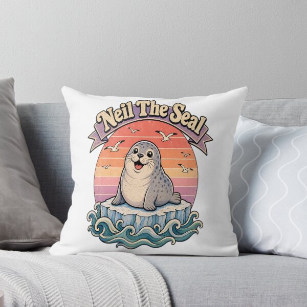 Item preview, Neil The Seal Cute Chubby Harbor Seal on Iceberg Vintage Retro Sunset Design designed and sold by Art Wave Studio.