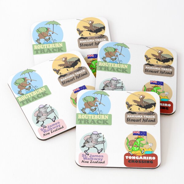 Item preview, New Zealand Great Walks Cartoon Birds Collection designed and sold by Al Benge - NZ & Australian Art.