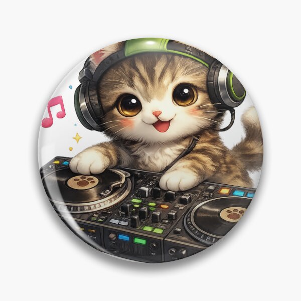 Item preview, Cute DJ Kitten Kawaii Cat Music Lover Illustration designed and sold by ArtPrintPov.