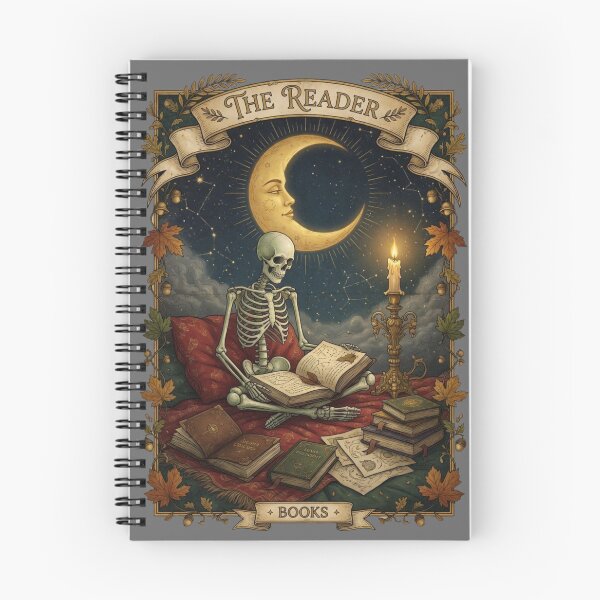 Item preview, The Reader Funny Skeleton Book Lover Halloween Tarot Card Vintage designed and sold by CF_VintageDesign.