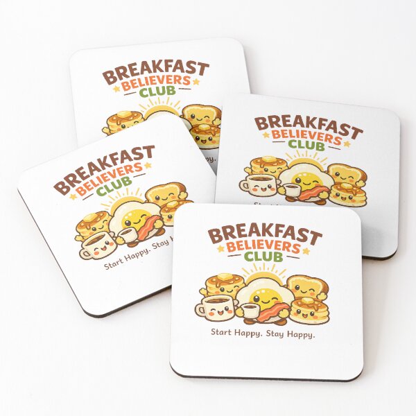 Aperçu de l'œuvre Club des amoureux du petit-déjeuner | Amis mignons et kawaii qui aiment les plats réconfortants créée et vendue par Ripoubsb.