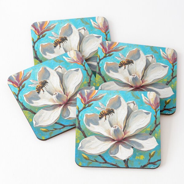 Item preview, Bee Hovering Over a Magnolia Blossom  designed and sold by ahmadclothings.