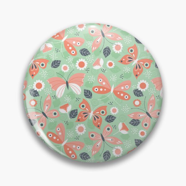 Item preview, Pink and White Butterflies on Green Background designed and sold by TeeGeeTees.