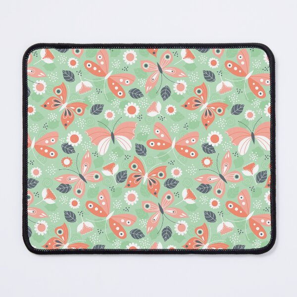Item preview, Pink and White Butterflies on Green Background designed and sold by TeeGeeTees.