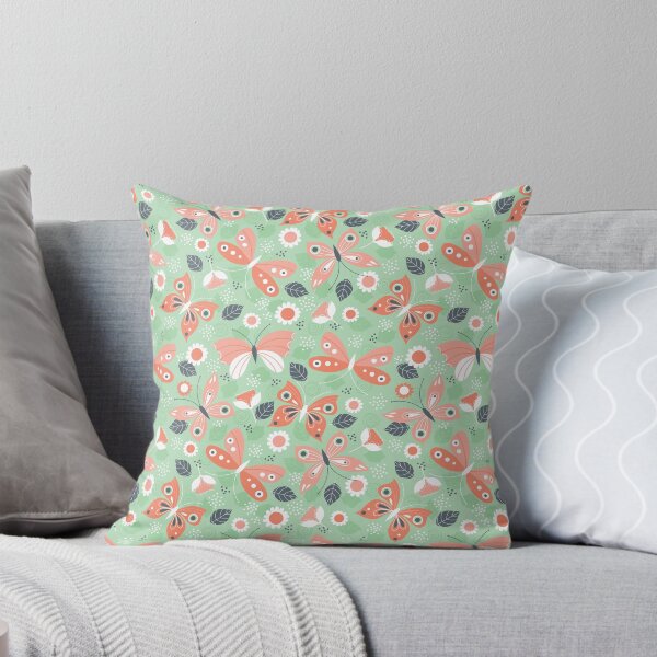 Item preview, Pink and White Butterflies on Green Background designed and sold by TeeGeeTees.