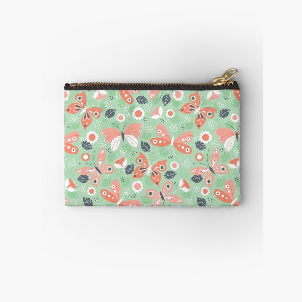 Item preview, Pink and White Butterflies on Green Background designed and sold by TeeGeeTees.