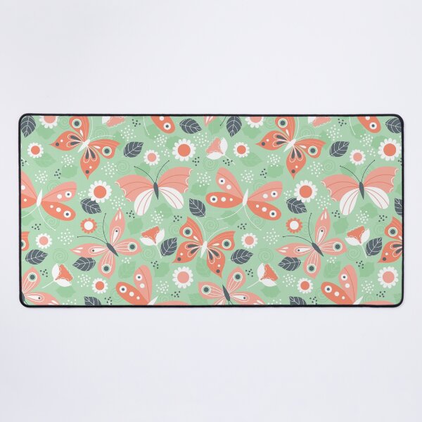 Item preview, Pink and White Butterflies on Green Background designed and sold by TeeGeeTees.