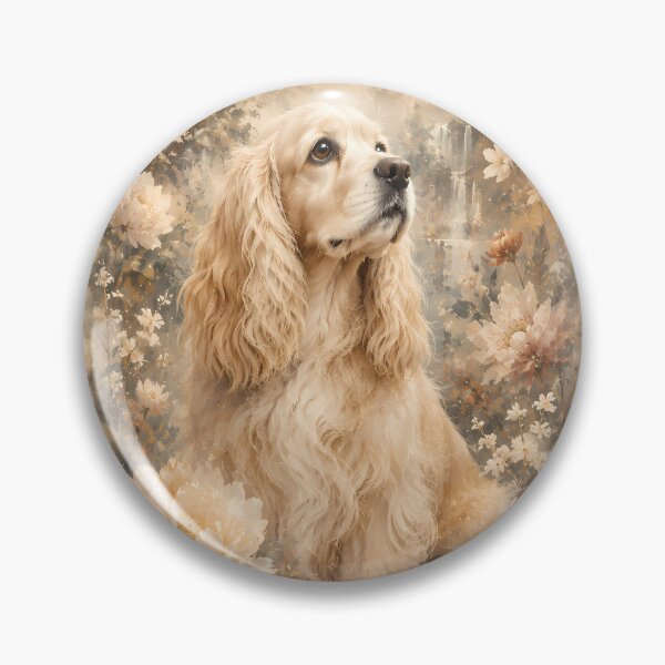 Item preview, Cream Cocker Spaniel Floral Watercolor | Elegant Dog Portrait Botanical Art designed and sold by ManJiangHong.