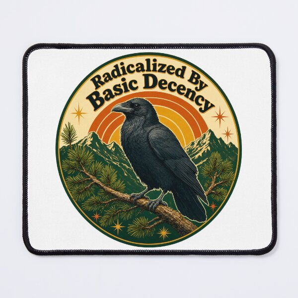 Item preview, Radicalized By Basic Decency - Retro Crow Vintage Badge designed and sold by BumbleBloom7.