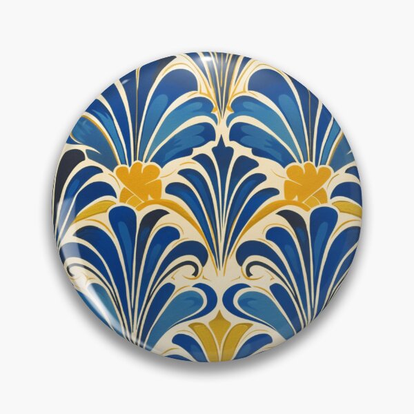 Item preview, Blue Art Deco Luxurious Pattern With Yellow Accents designed and sold by DEC02.