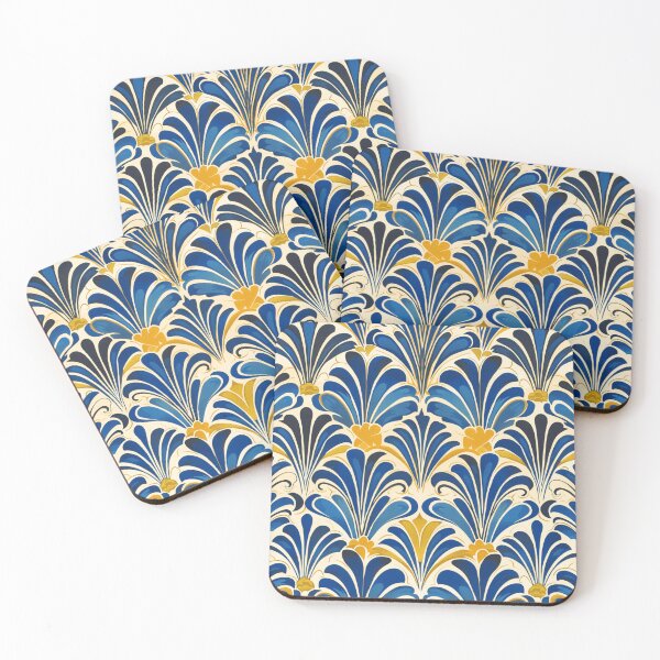 Item preview, Blue Art Deco Luxurious Pattern With Yellow Accents designed and sold by DEC02.