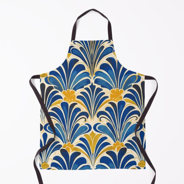 Item preview, Blue Art Deco Luxurious Pattern With Yellow Accents designed and sold by DEC02.