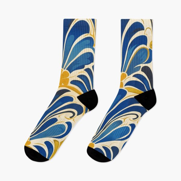 Item preview, Blue Art Deco Luxurious Pattern With Yellow Accents designed and sold by DEC02.