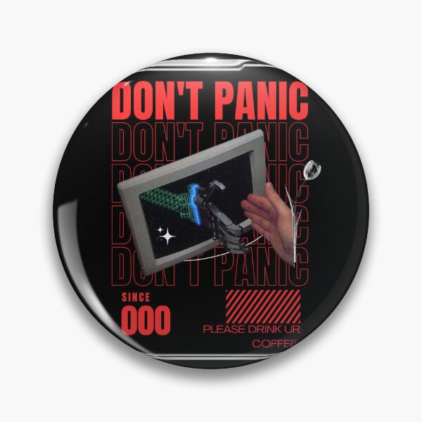 Item preview, DON'T PANIC – Retro Sci-Fi Cyberpunk Coffee Graphic designed and sold by MinimalShop01.