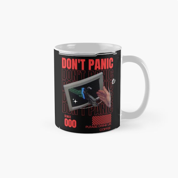 Item preview, DON'T PANIC – Retro Sci-Fi Cyberpunk Coffee Graphic designed and sold by MinimalShop01.