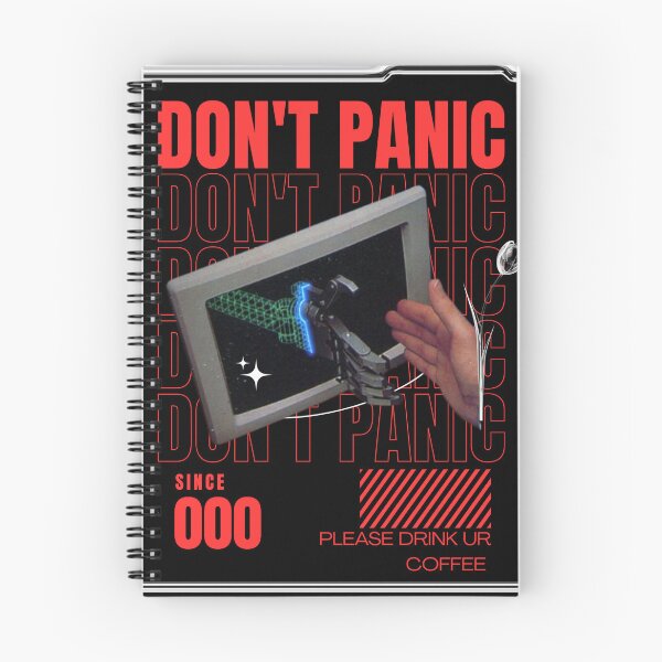 Item preview, DON'T PANIC – Retro Sci-Fi Cyberpunk Coffee Graphic designed and sold by MinimalShop01.