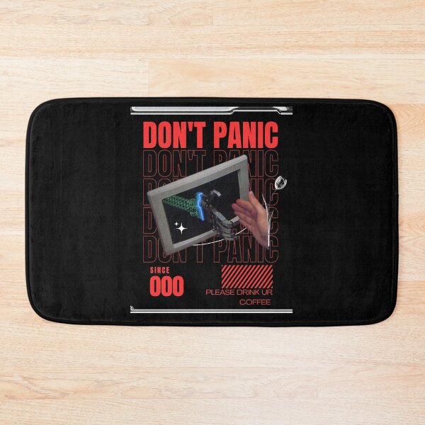 Item preview, DON'T PANIC – Retro Sci-Fi Cyberpunk Coffee Graphic designed and sold by MinimalShop01.