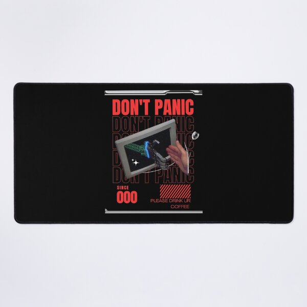 Item preview, DON'T PANIC – Retro Sci-Fi Cyberpunk Coffee Graphic designed and sold by MinimalShop01.