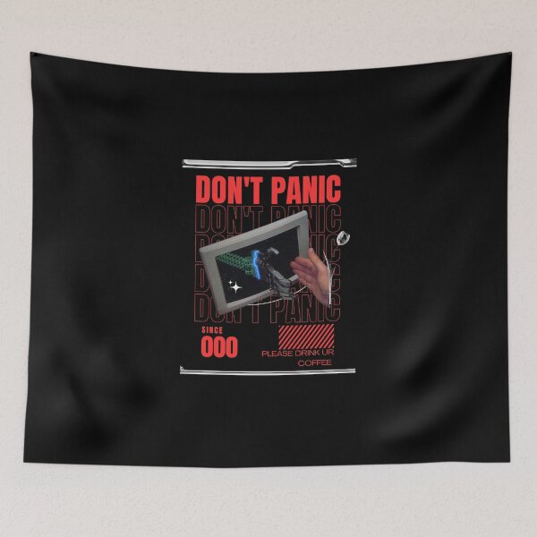 Item preview, DON'T PANIC – Retro Sci-Fi Cyberpunk Coffee Graphic designed and sold by MinimalShop01.