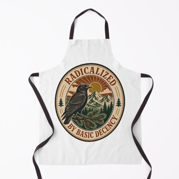 Item preview, Radicalized By Basic Decency - Retro National Park Raven Badge designed and sold by BumbleBloom7.