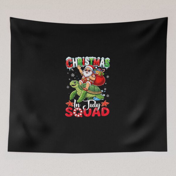 Item preview, Christmas in July Squad Funny Hawaiian Santa Riding Turtle designed and sold by MatherFisher.
