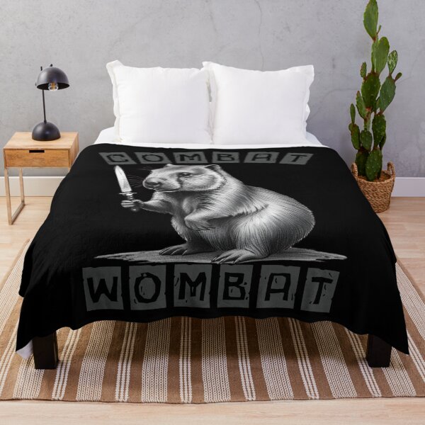 Item preview, Funny Combat Wombat Meme Grayscale designed and sold by Uniquely Yours.