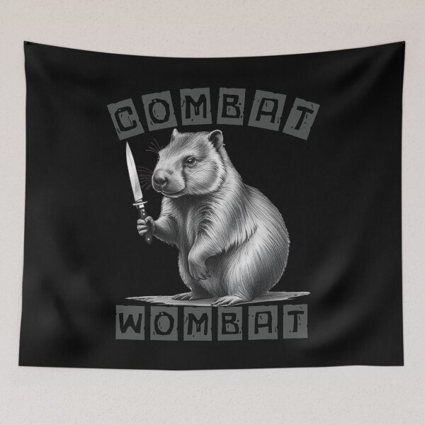 Item preview, Funny Combat Wombat Meme Grayscale designed and sold by Uniquely Yours.