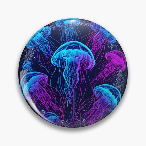 Item preview, Neon Bioluminescent Jellyfish, Glowing Ocean Sea Life, Blue & Purple Synthwave Marine Art, Underwater Aesthetic Graphic designed and sold by PrintelloTH.