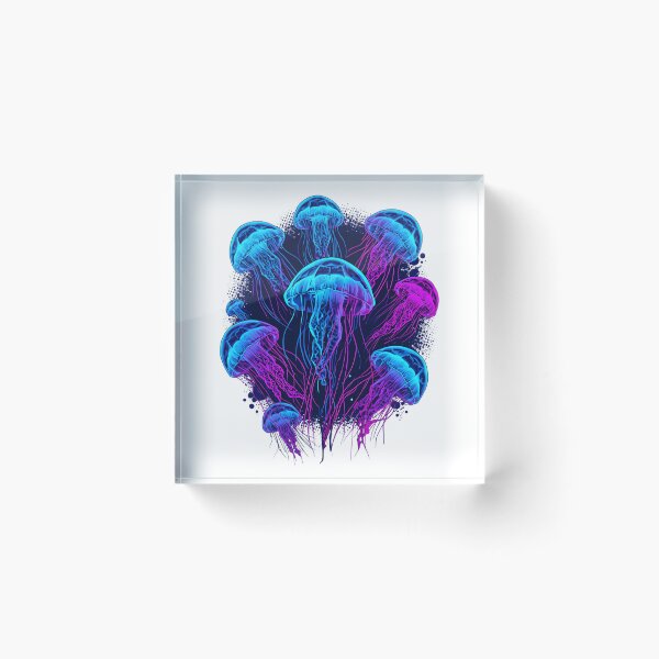 Item preview, Neon Bioluminescent Jellyfish, Glowing Ocean Sea Life, Blue & Purple Synthwave Marine Art, Underwater Aesthetic Graphic designed and sold by PrintelloTH.